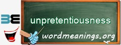 WordMeaning blackboard for unpretentiousness